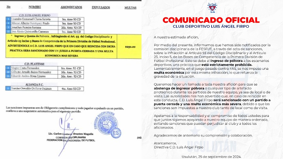 Firpo fue sancionado por el uso de pólvora de sus aficionados