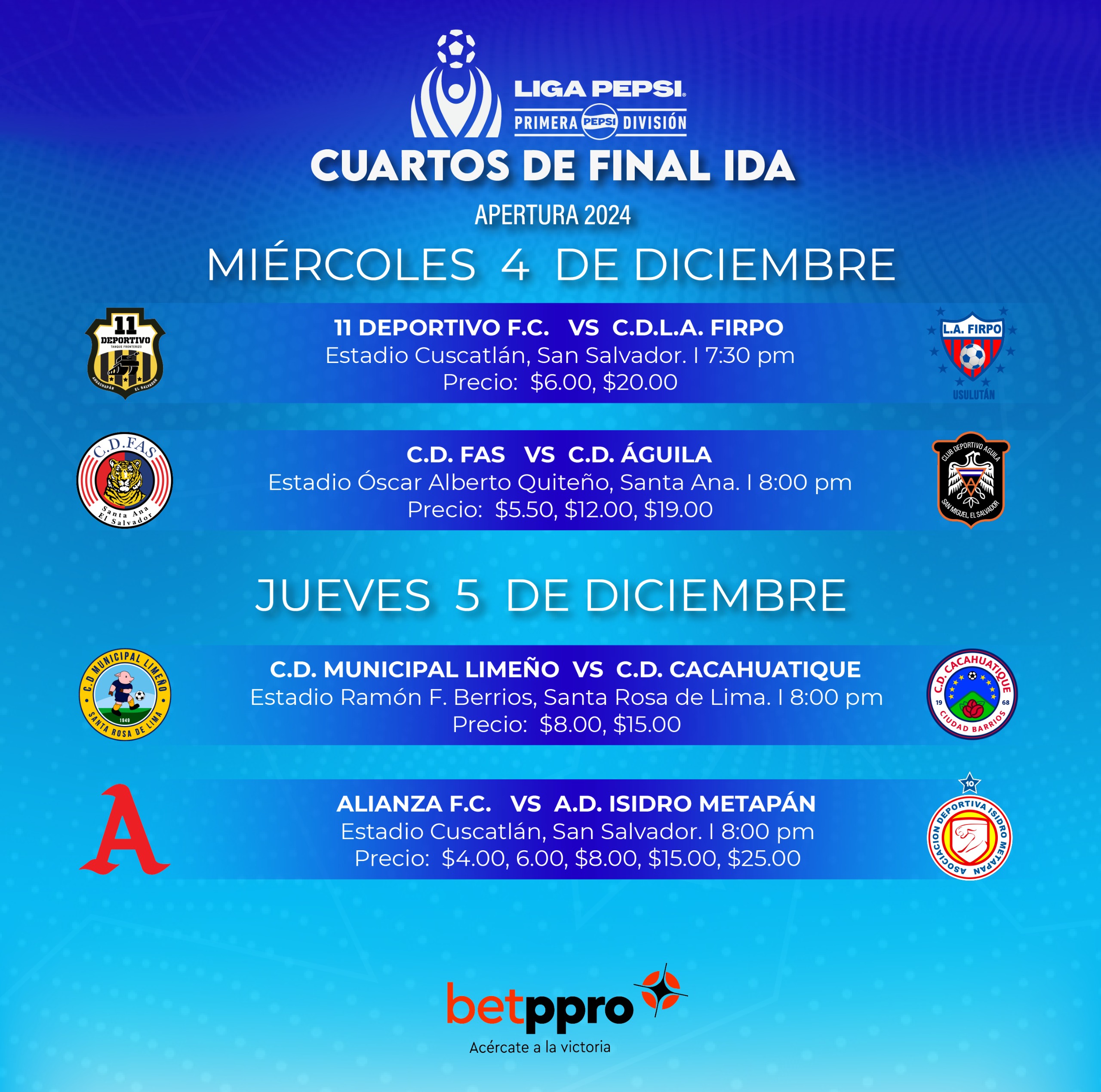 Programación cuartos de final
