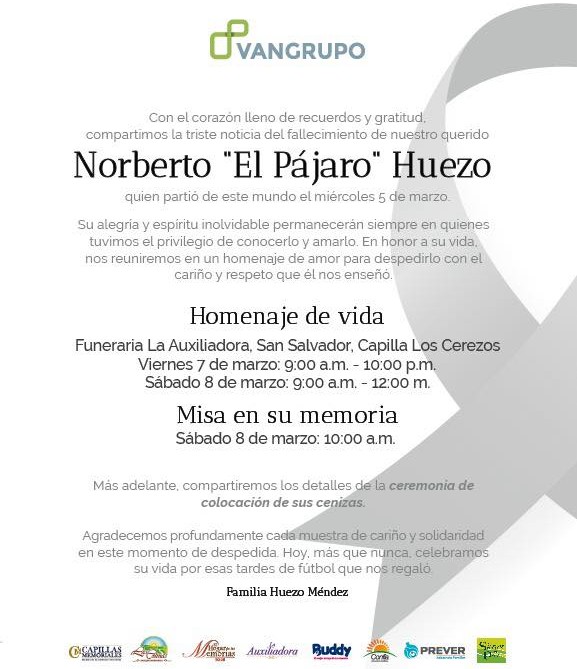 Norberto Huezo será cremado