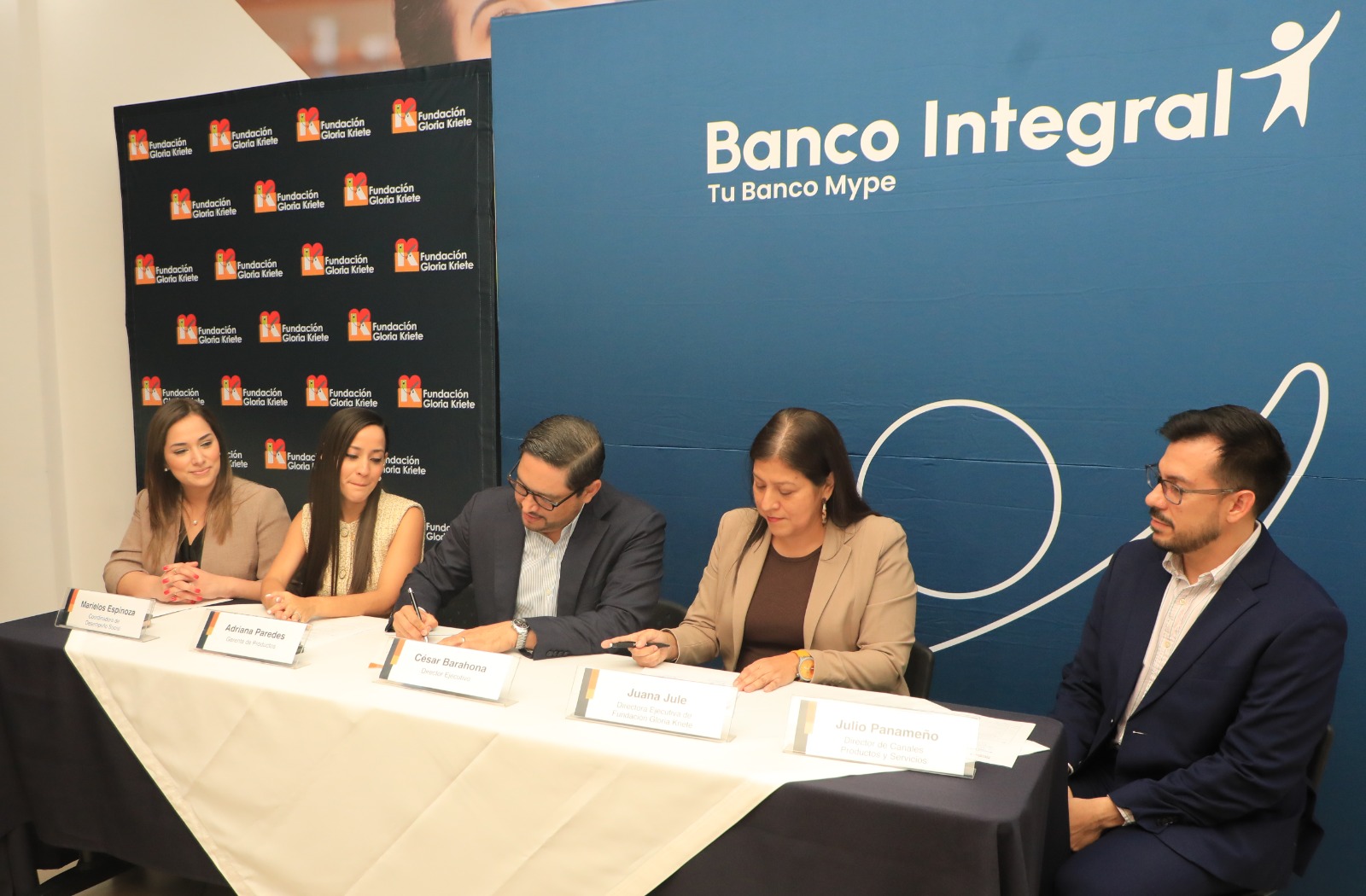 El Banco Integral y Fundación Gloria de Kriete se unen para impulsar a las mypes