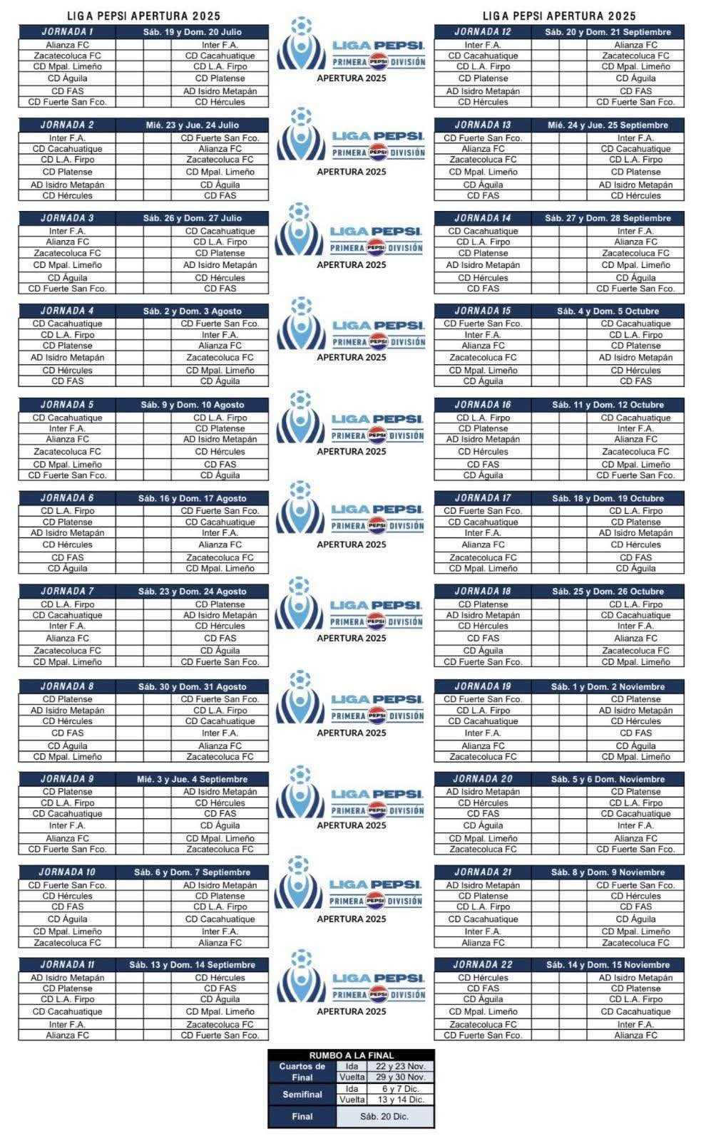 La Primera confirmó el calendario del Apertura 2025