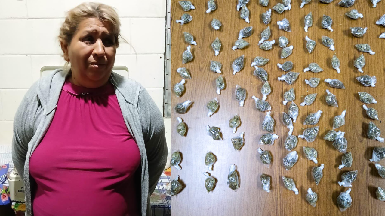 Capturan a mujer con más de 100 porciones de marihuana en San Vicente Sur