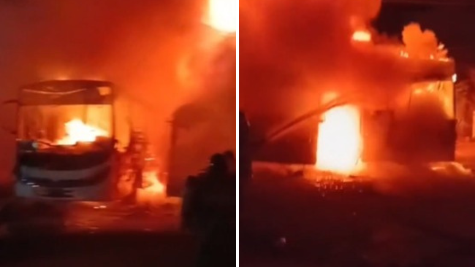 Incendio destruye tres autobuses en terminal de Santa Ana