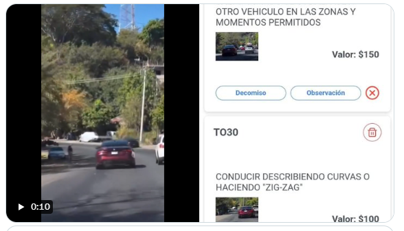 Multan a conductor por circular en contra sentido en una curva