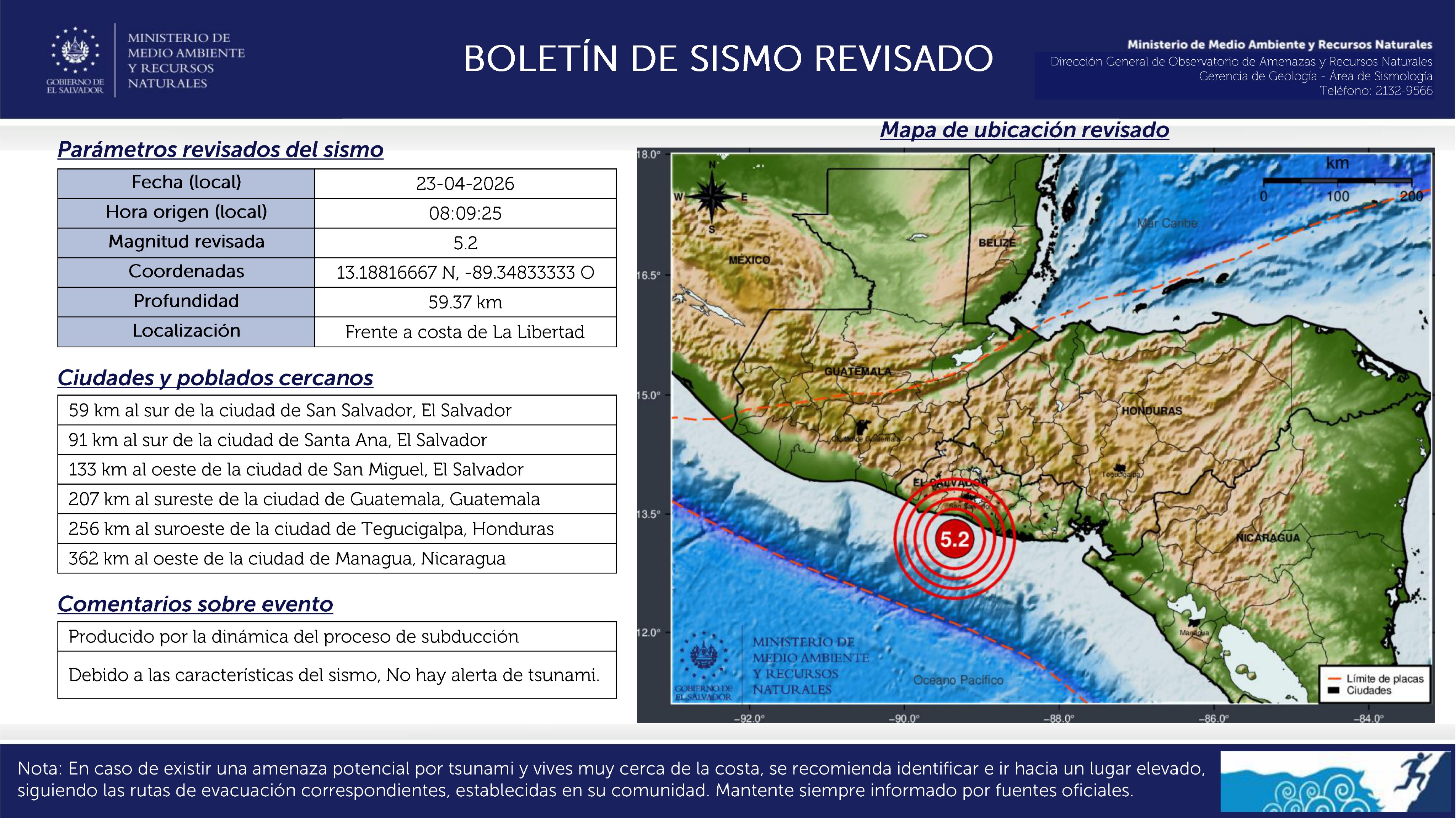 Sismo de magnitud 5.2 sacude la costa de La Libertad