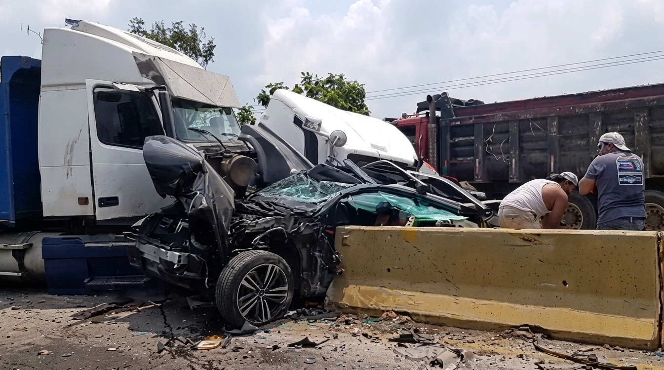Fuerte accidente de tránsito involucra varios vehículos en carretera a Acajutla